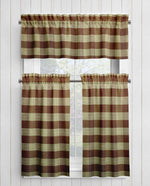 Brown and Tan Homespun Curtains – Rustic Plaid Farmhouse Buffalo Check