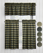 Black Plaid and Check Homespun Valances and Cafe Curtains