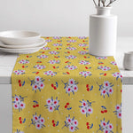Lemon Zest Cherry Daisy Floral Table Runners and Placemats