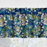 Floral patterned fabric with blue, green, and white colors on a white background