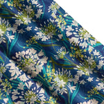 Lily of the Nile Floral Kitchen Valances and Cafe Curtains - coastal blue