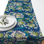 Lily of the Nile Floral Table Runners and Placemats - coastal blue