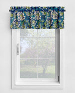 Lily of the Nile Floral Kitchen Valances and Cafe Curtains - coastal blue