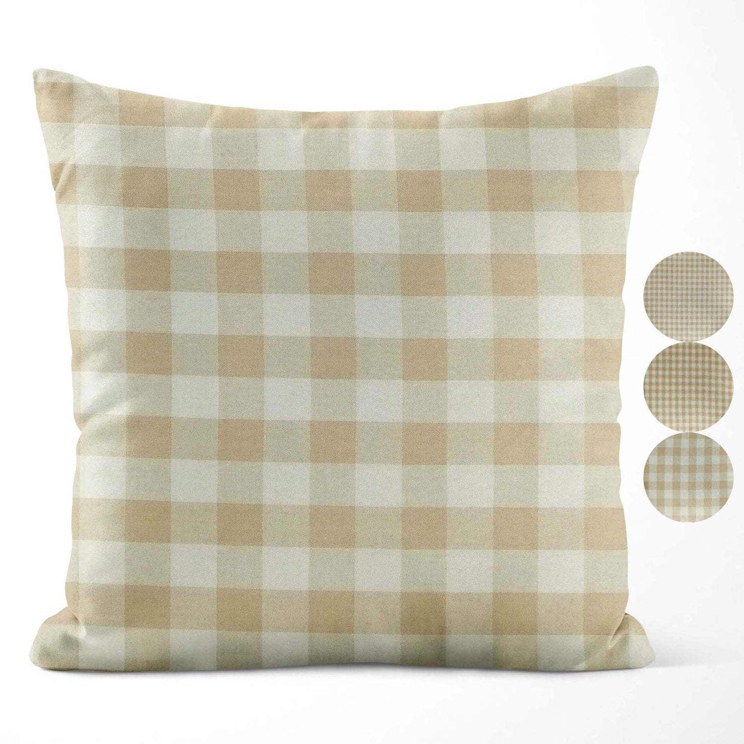 Cream and Beige Plaid and Check Homespun Rustic Country Throw Pillow Covers