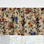 Blooming Garden Floral Kitchen Valances and Cafe Curtains beige