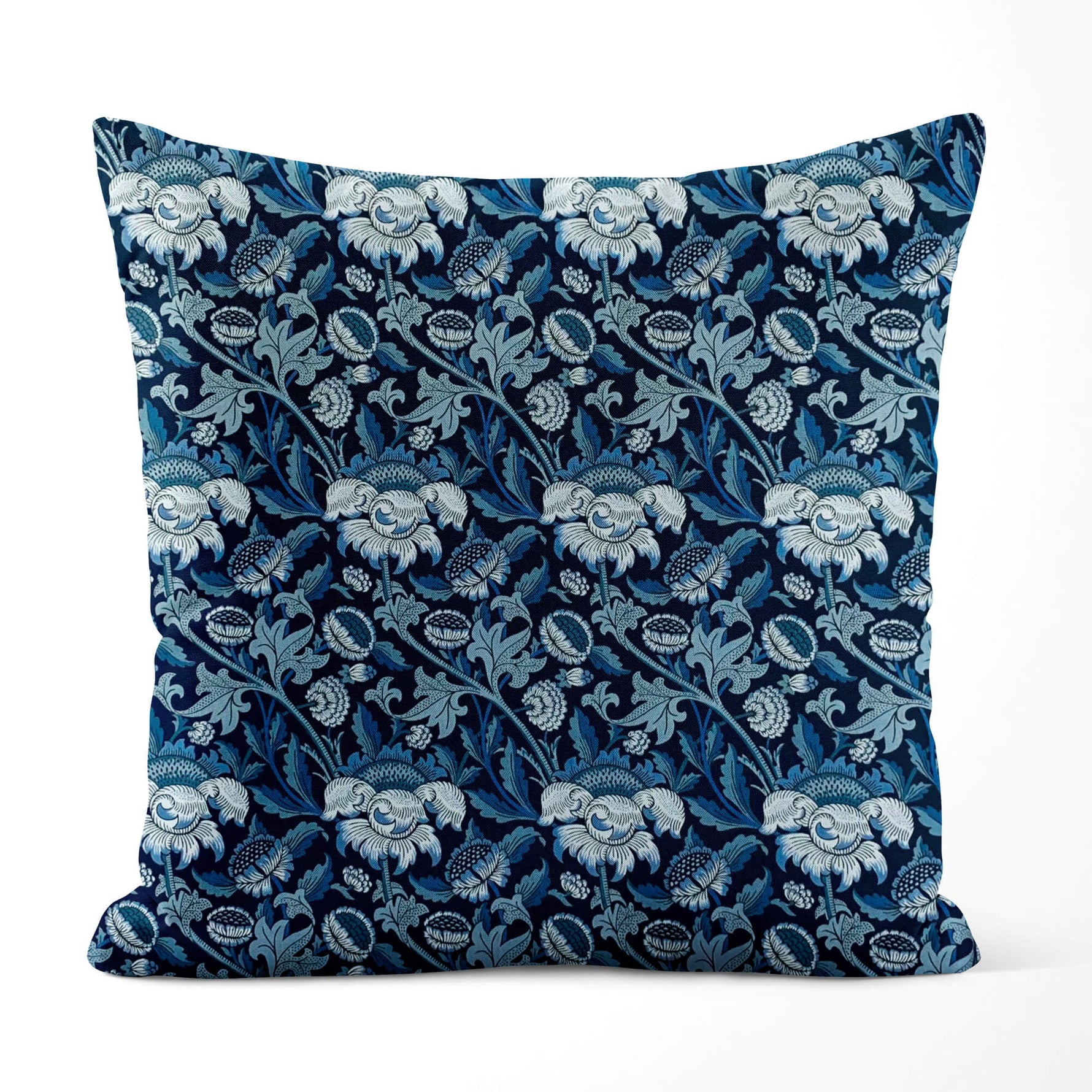 Morris Meadow Floral Throw Pillow Covers and Euro Shams - kelmscott blue