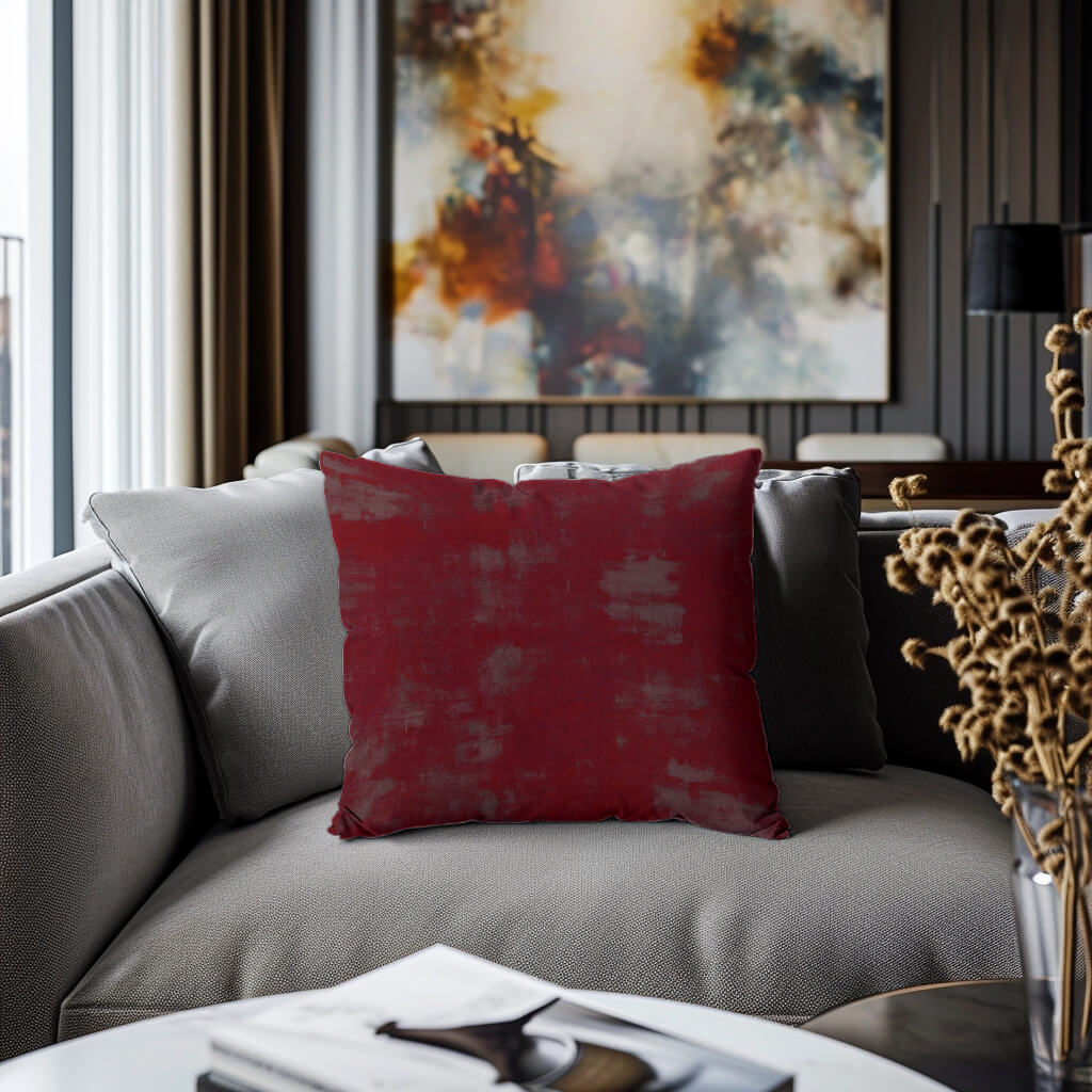 Light and Dark Red Abstract Grunge Pillow Covers and Euro Shams