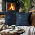 Abstract Blue Pillow Covers and Euro Shams – Denim & Nocturne Grunge