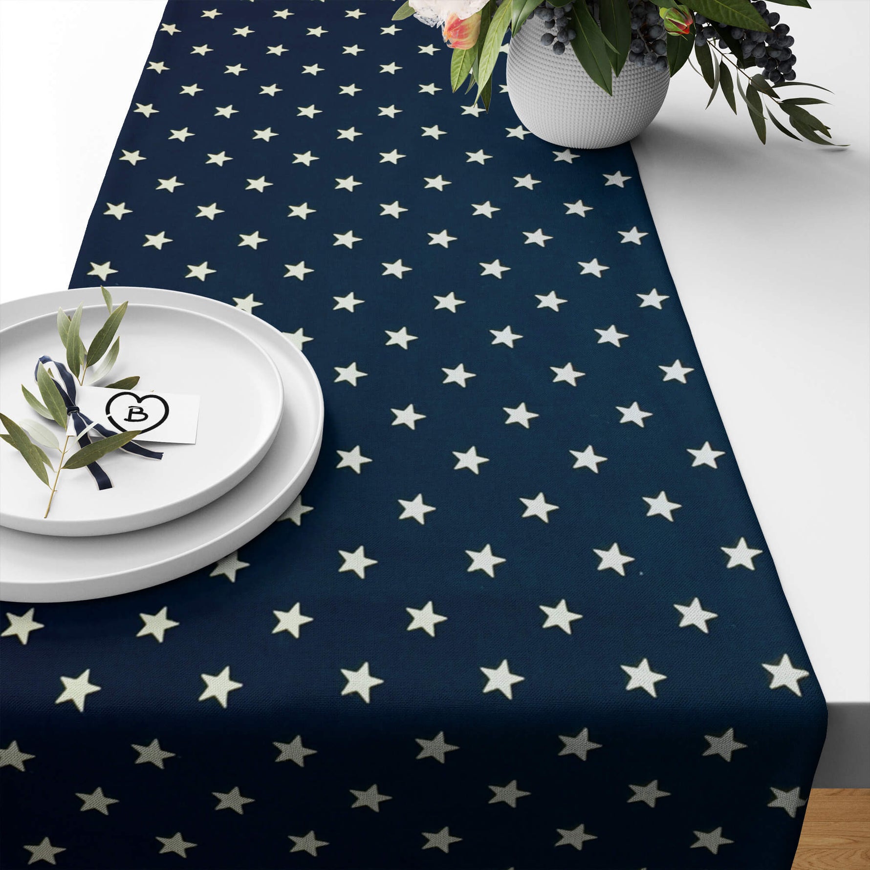 Americana Table Runners and Placemats - Navy Blue with Stars