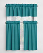 Aqua and Teal Cotton Rod Pocket Valances and Cafe Curtains