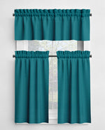 Aqua and Teal Cotton Rod Pocket Valances and Cafe Curtains