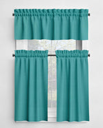 Aqua and Teal Cotton Rod Pocket Valances and Cafe Curtains