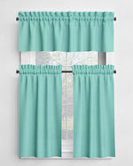 Aqua and Teal Cotton Rod Pocket Valances and Cafe Curtains