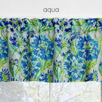 Lily of the Nile Floral Kitchen Valances and Cafe Curtains - aqua