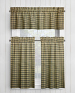 Black and Tan Homespun Curtains – Rustic Plaid Farmhouse