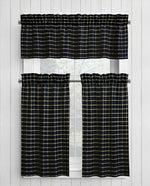 Black and Tan Homespun Curtains – Rustic Plaid Farmhouse