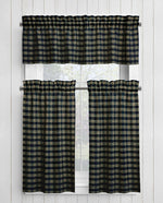 Black and Tan Homespun Curtains – Rustic Plaid Farmhouse