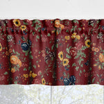 Blooming Garden Red Floral Valances and Cafe Curtains