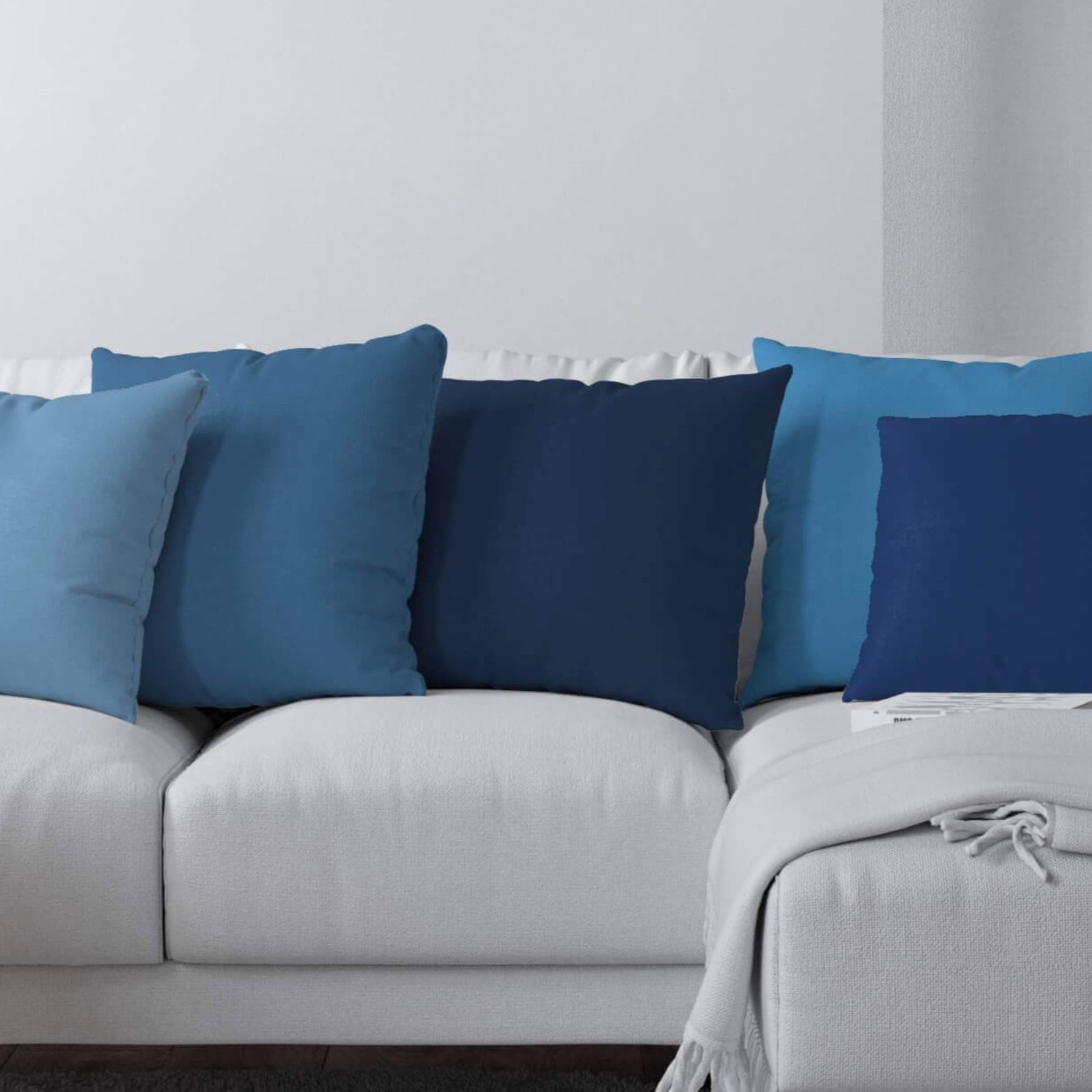 Blue Cotton Pillow Covers And Euros Shams – Custom Sizes & Coastal Shades