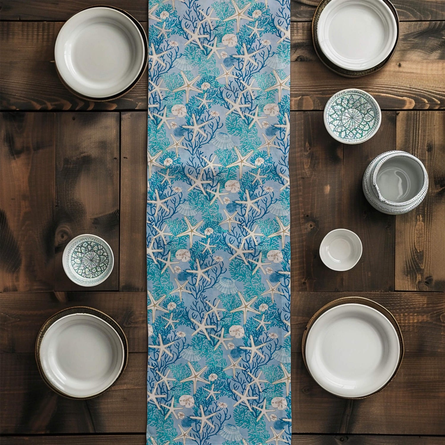 Serena Shores Coastal Table Runners and Placemats - blue