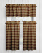 Brown and Tan Homespun Curtains – Rustic Plaid Farmhouse