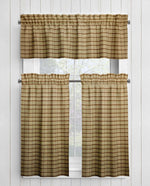 Brown and Tan Homespun Curtains – Rustic Plaid Farmhouse