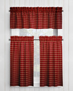 Burgundy Red and Tan Homespun Curtains – Rustic Farmhouse Plaid