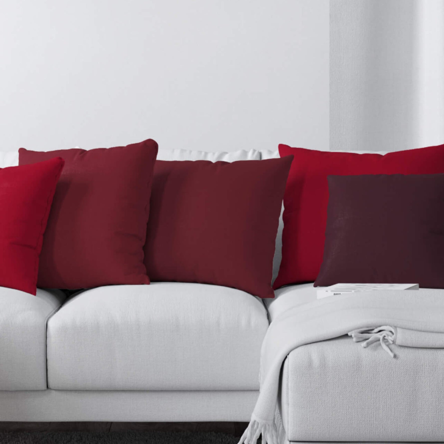 Burgundy Red Pillow Covers and Euros Shams – Cotton, Custom Sizes