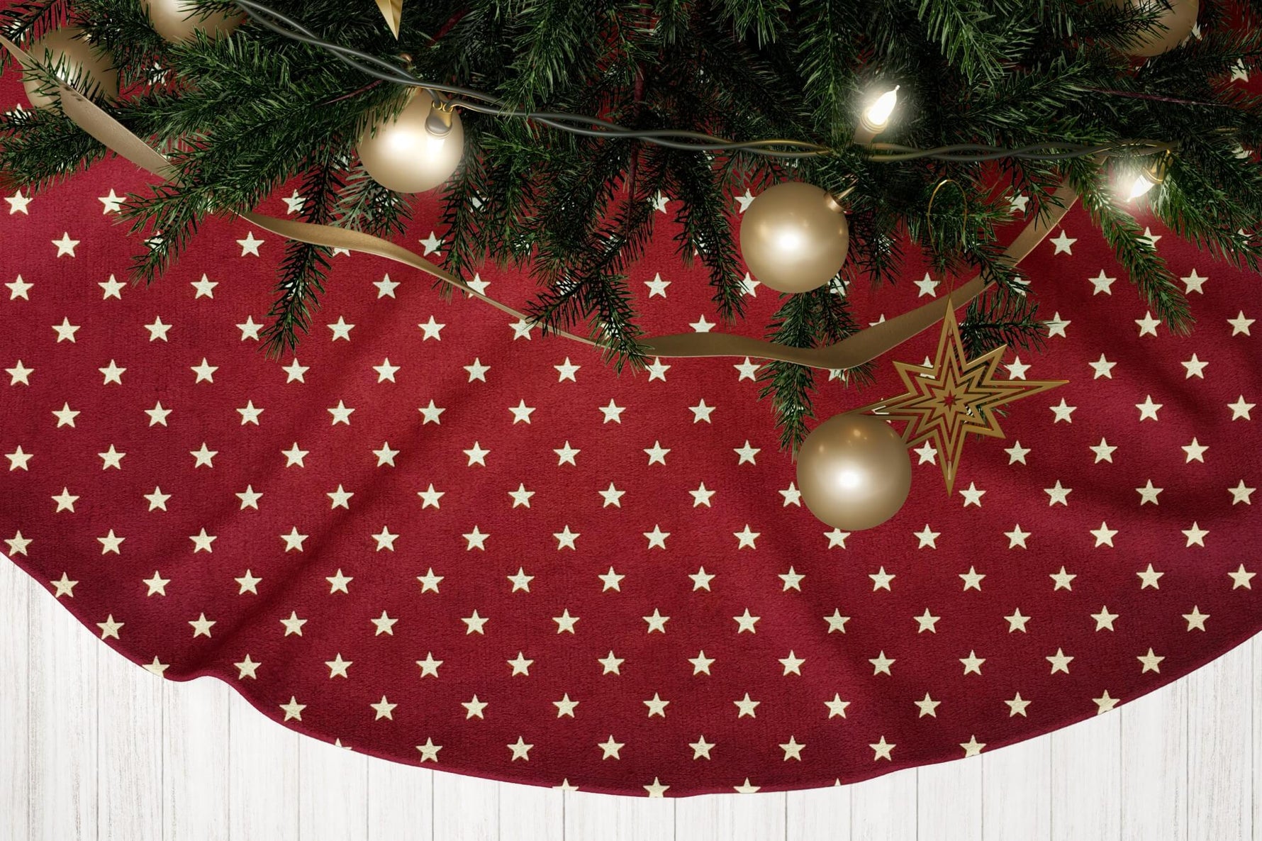 Burgundy Star Tree Skirts – Farmhouse Christmas Style