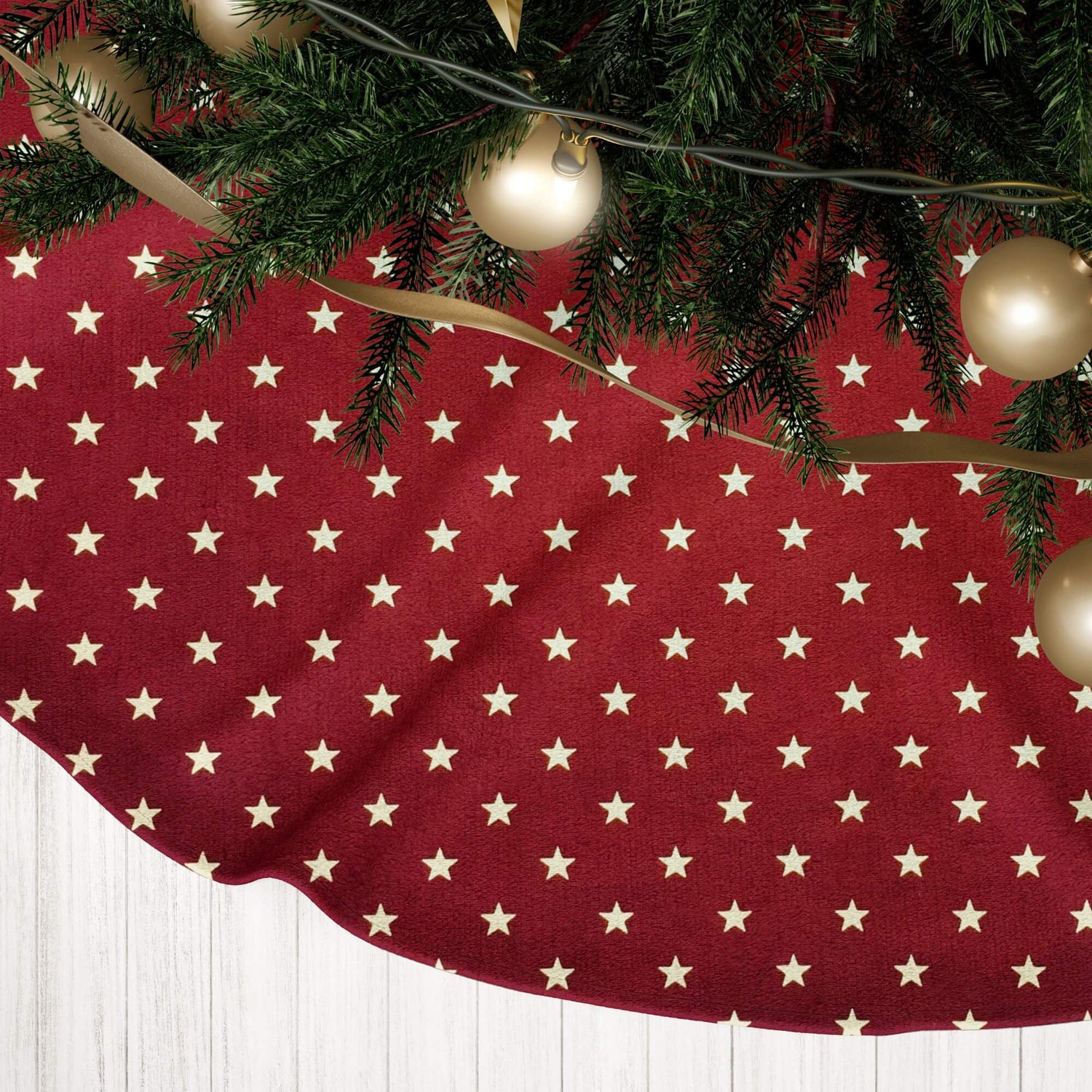 Burgundy Star Tree Skirts – Farmhouse Christmas Style