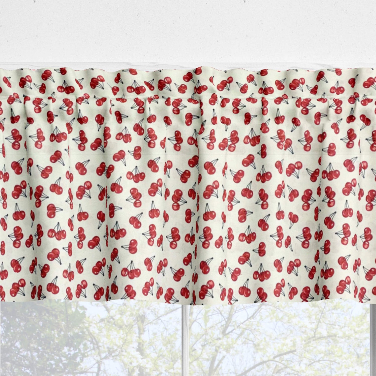 Cherries Galore Kitchen Valances and Cafe Curtains