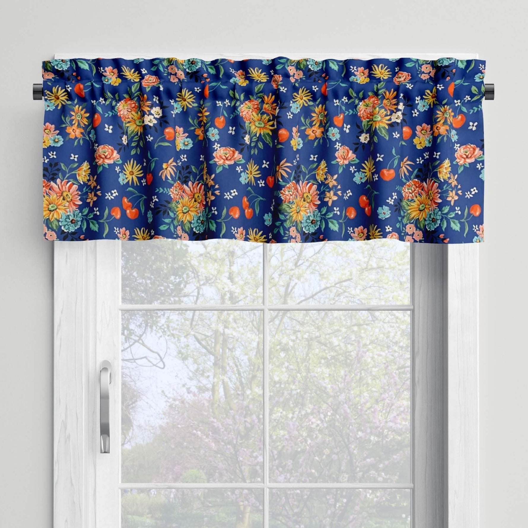 Cherry Cordial Valances and Cafe Curtains – Vintage - Inspired Floral and Fruit
