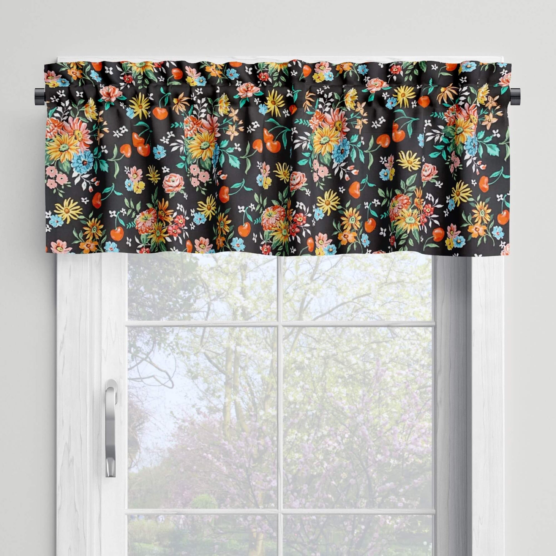 Cherry Cordial Valances and Cafe Curtains – Vintage - Inspired Floral and Fruit