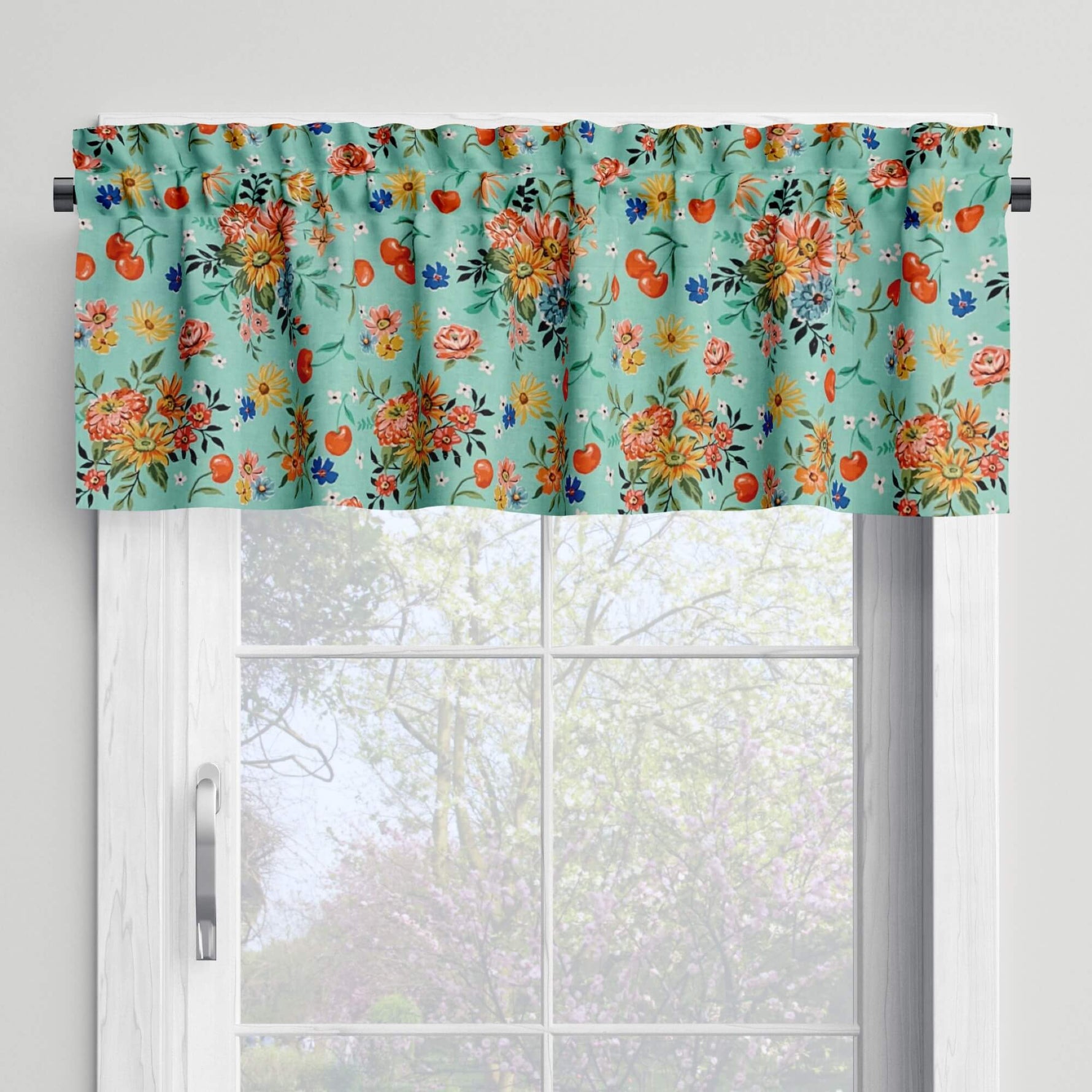 Cherry Cordial Valances and Cafe Curtains – Vintage - Inspired Floral and Fruit