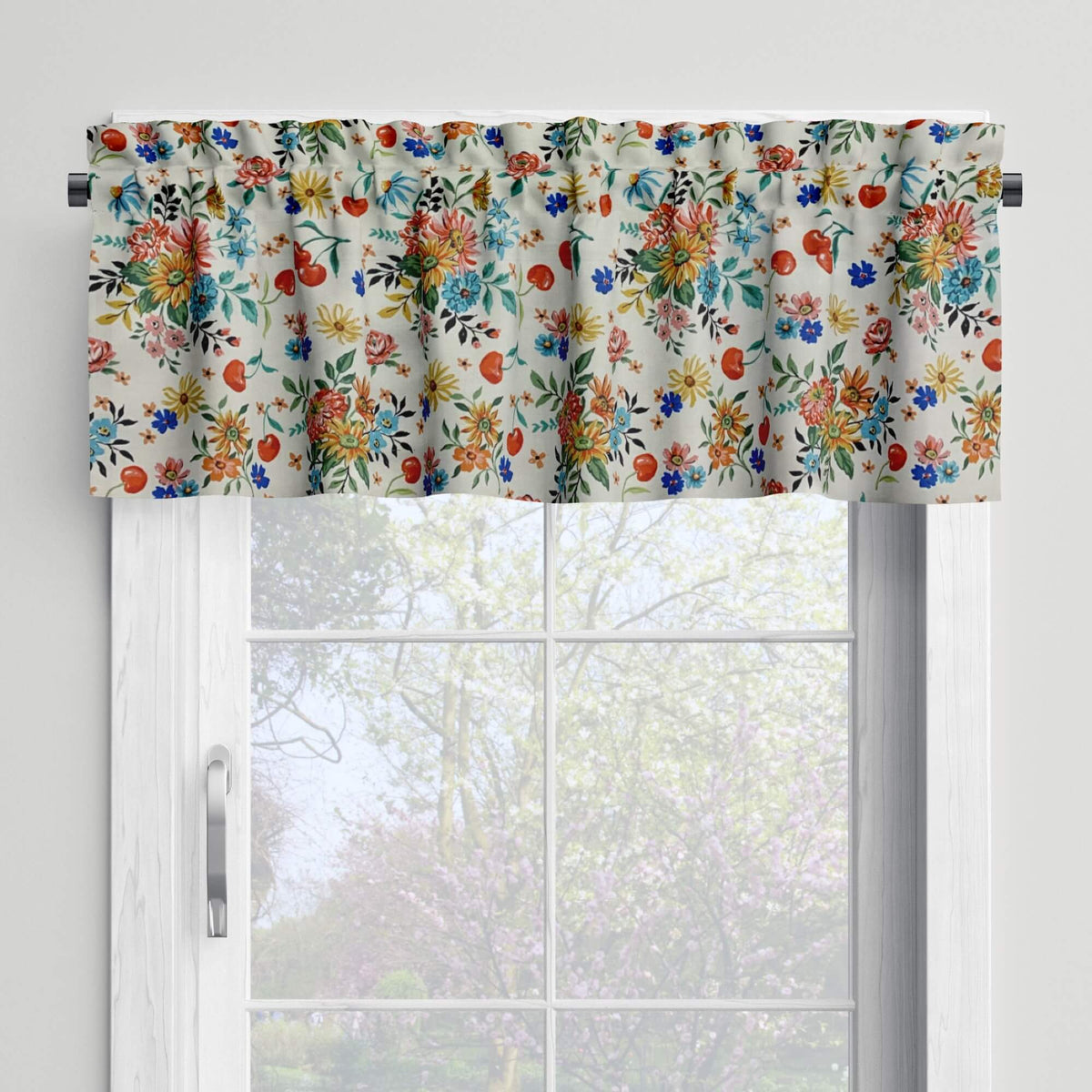 Cherry Cordial Valances and Cafe Curtains – Vintage-Inspired Floral and Fruit