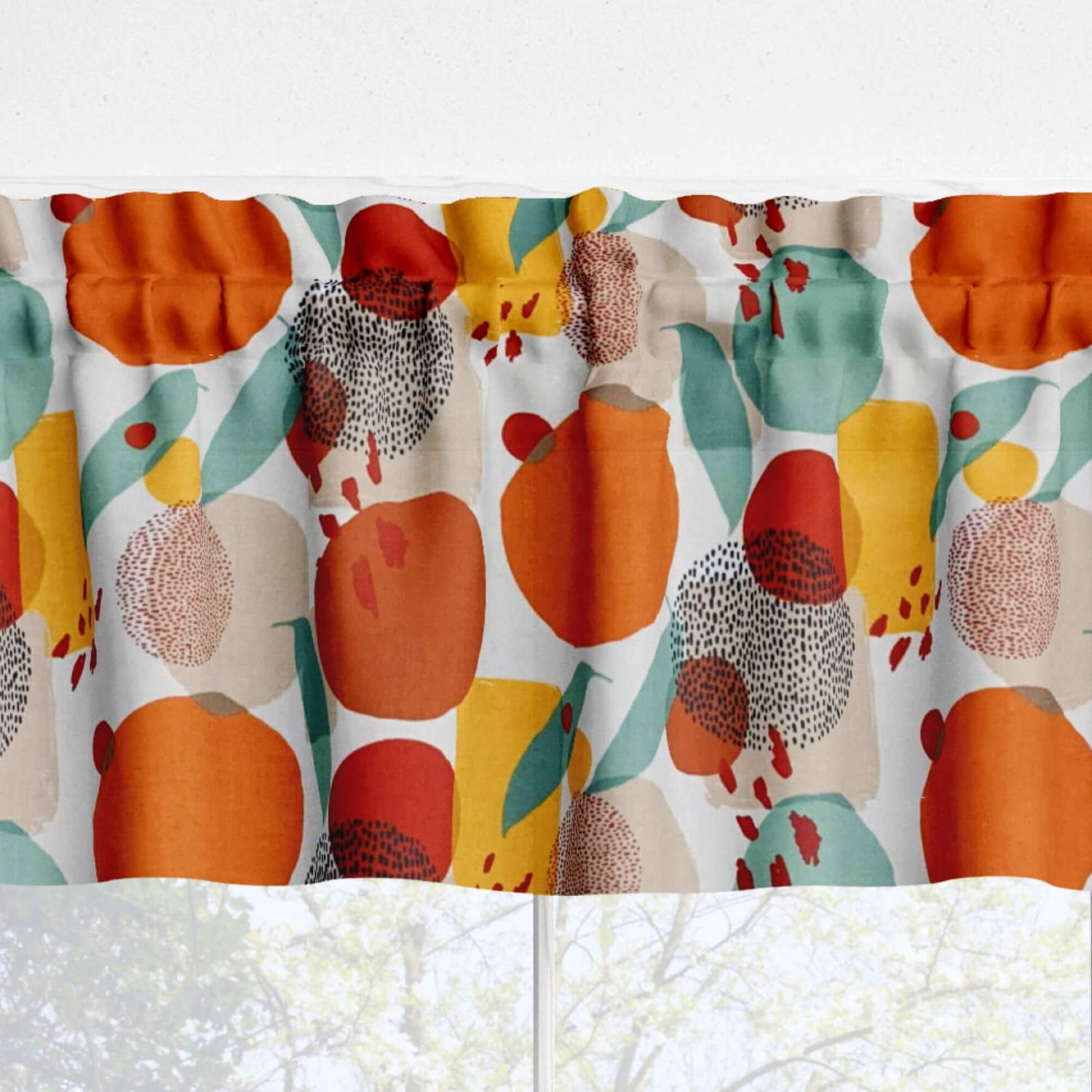 Citrus Abstract Fruit Rod Pocket Kitchen Valances and Cafe Curtains