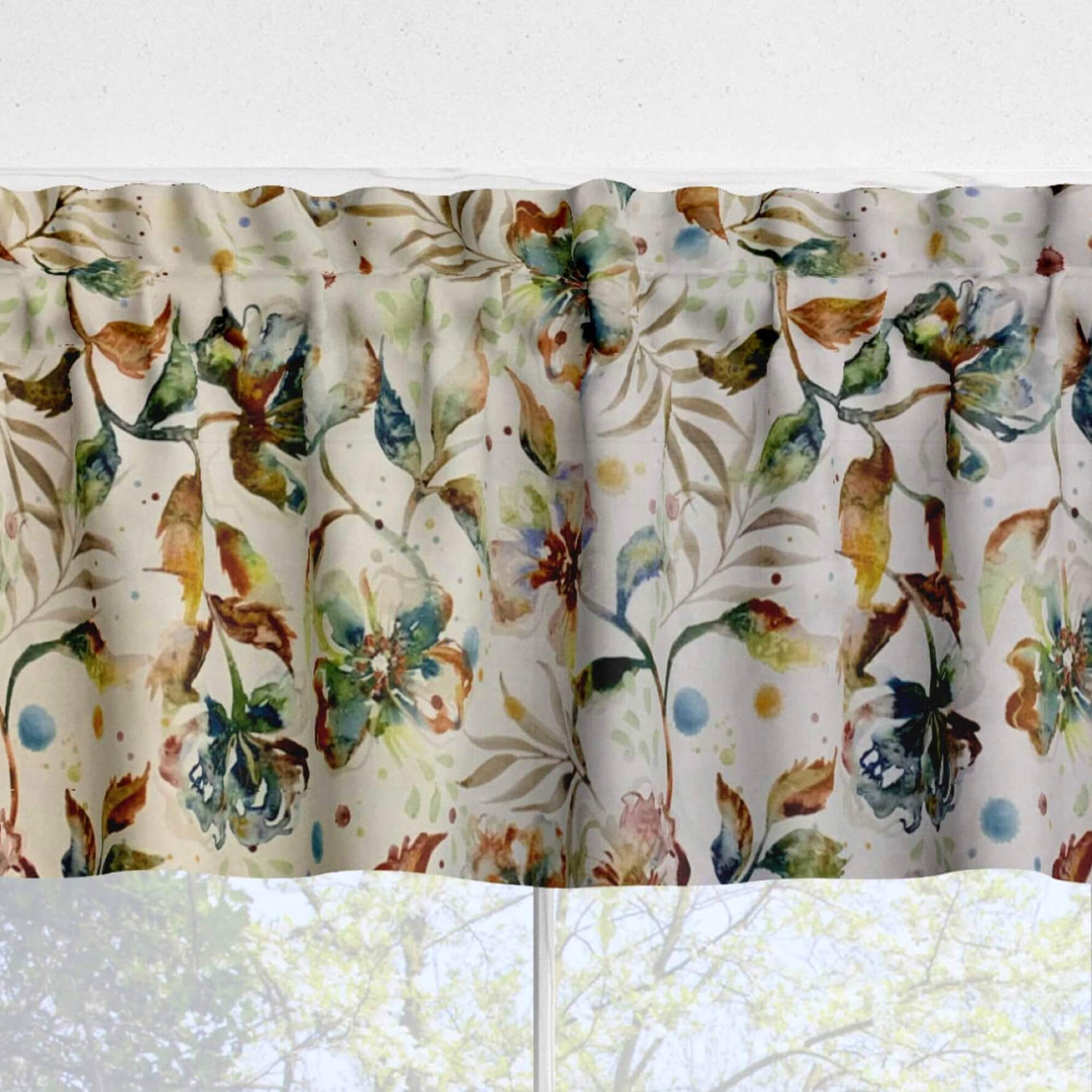 Desert Blooms Floral Kitchen Valances and Cafe Curtains