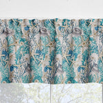 Curtain with starfish and coral pattern on a white background