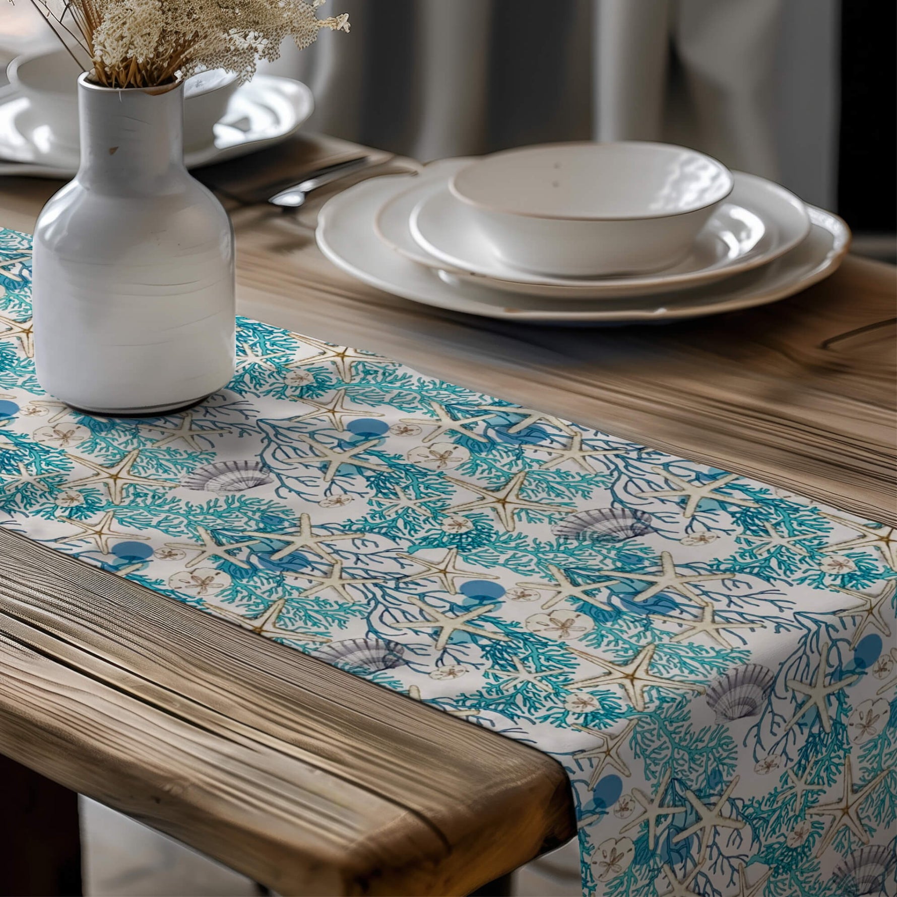 Coastal Table Runners and Placemats – Seashell & Starfish Prints
