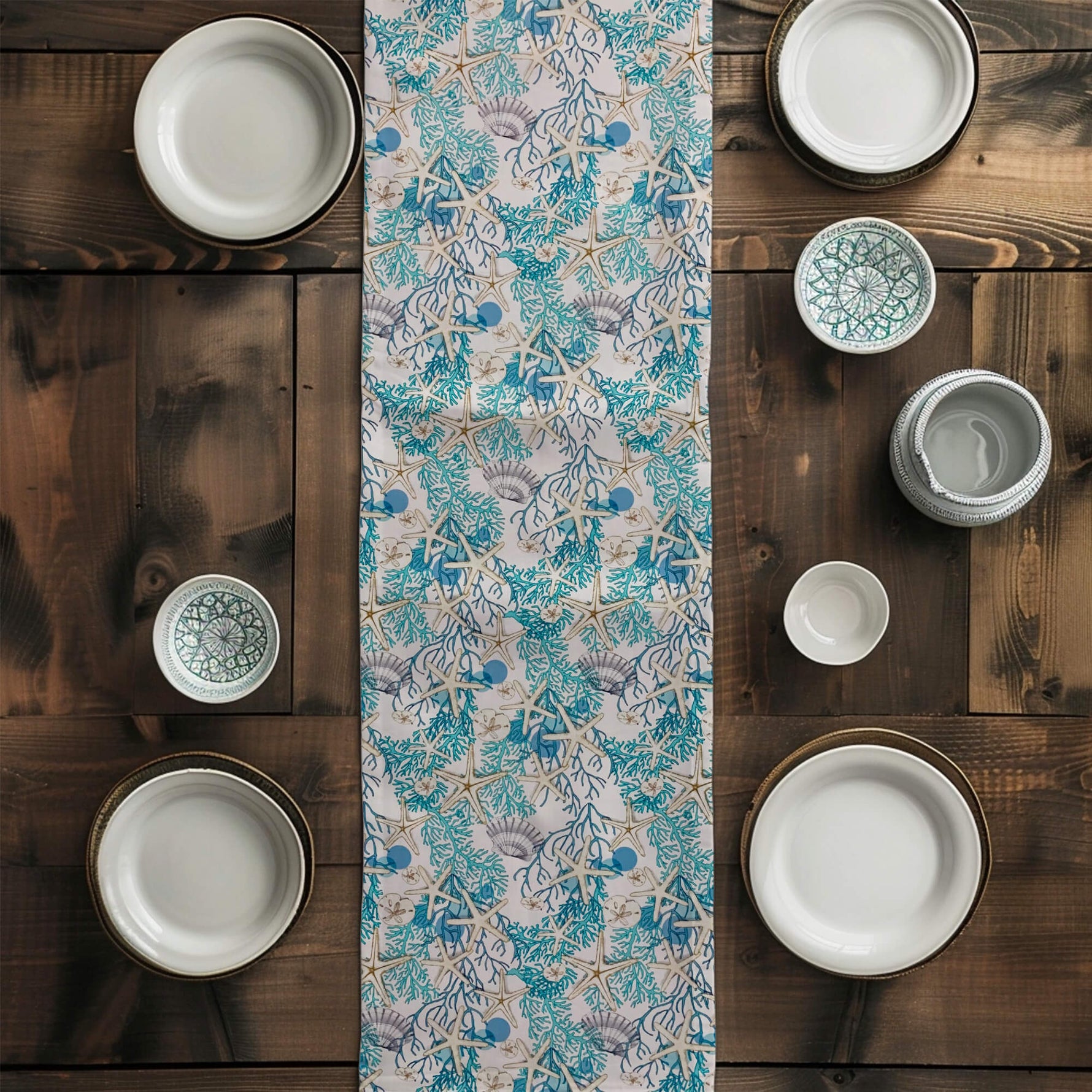 Coastal Table Runners and Placemats – Seashell & Starfish Prints