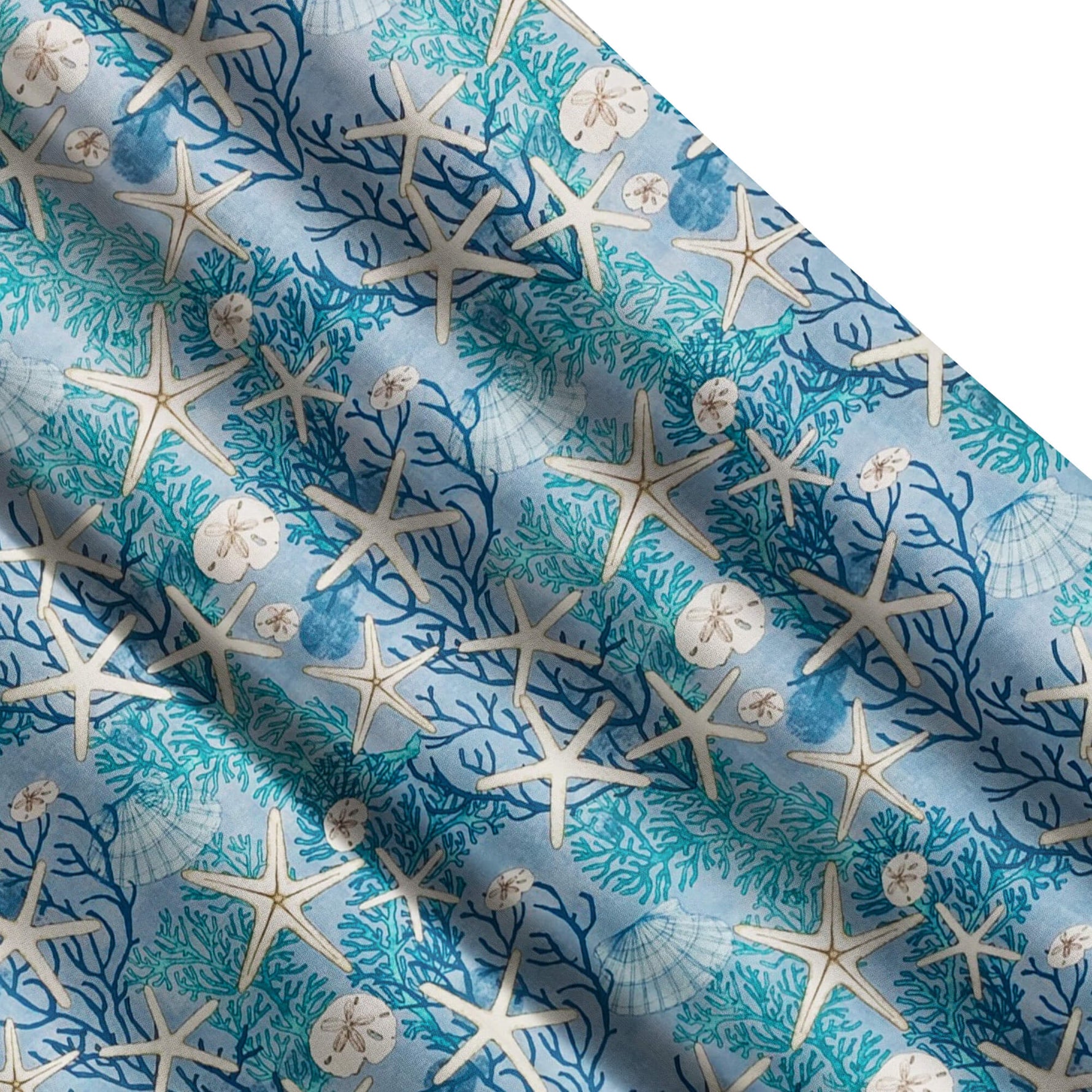 Coastal Valances and Cafe Curtains - Shells, Coral, Starfish