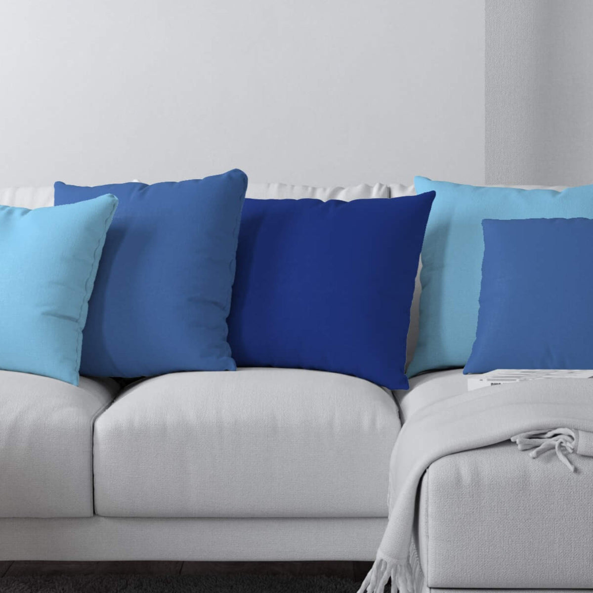 Cobalt & Bluebell Cotton Pillow Covers and Euros Shams– Custom Sizes