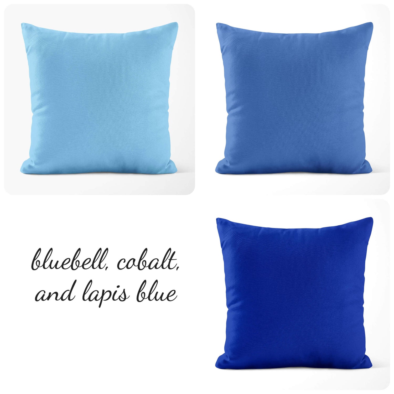 Bluebell, Cobalt, and Lapis Blue Throw Pillow Covers and Euro Shams