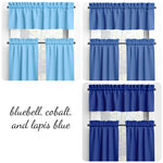  Bluebell, Cobalt, and Lapis Blue Valances and Cafe Curtains