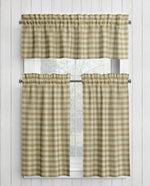 Cream and Beige Homespun Curtains – Rustic Plaid Farmhouse