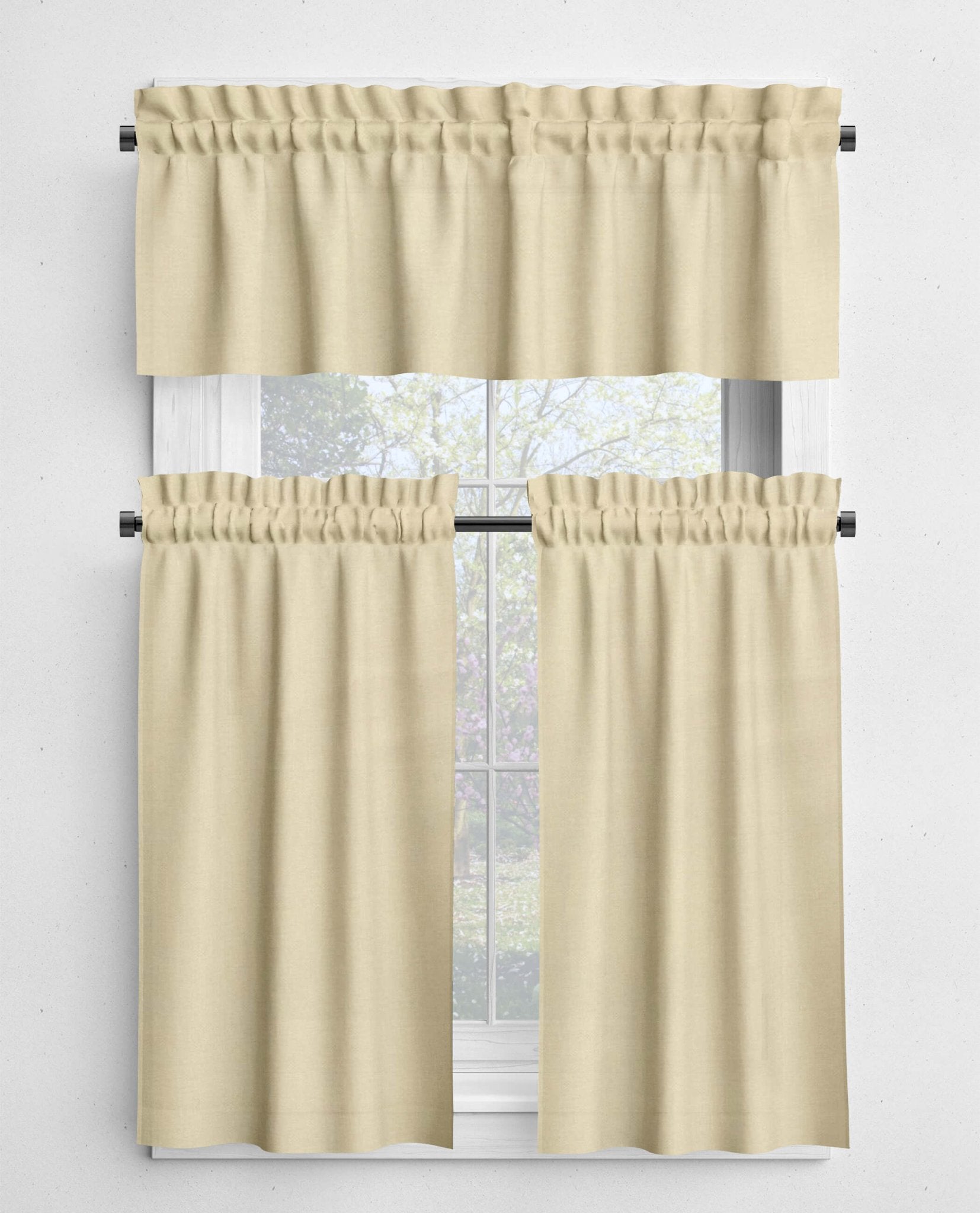 Cream and Brown Valances and Cafe Curtains - Tan, Latte, Mocha