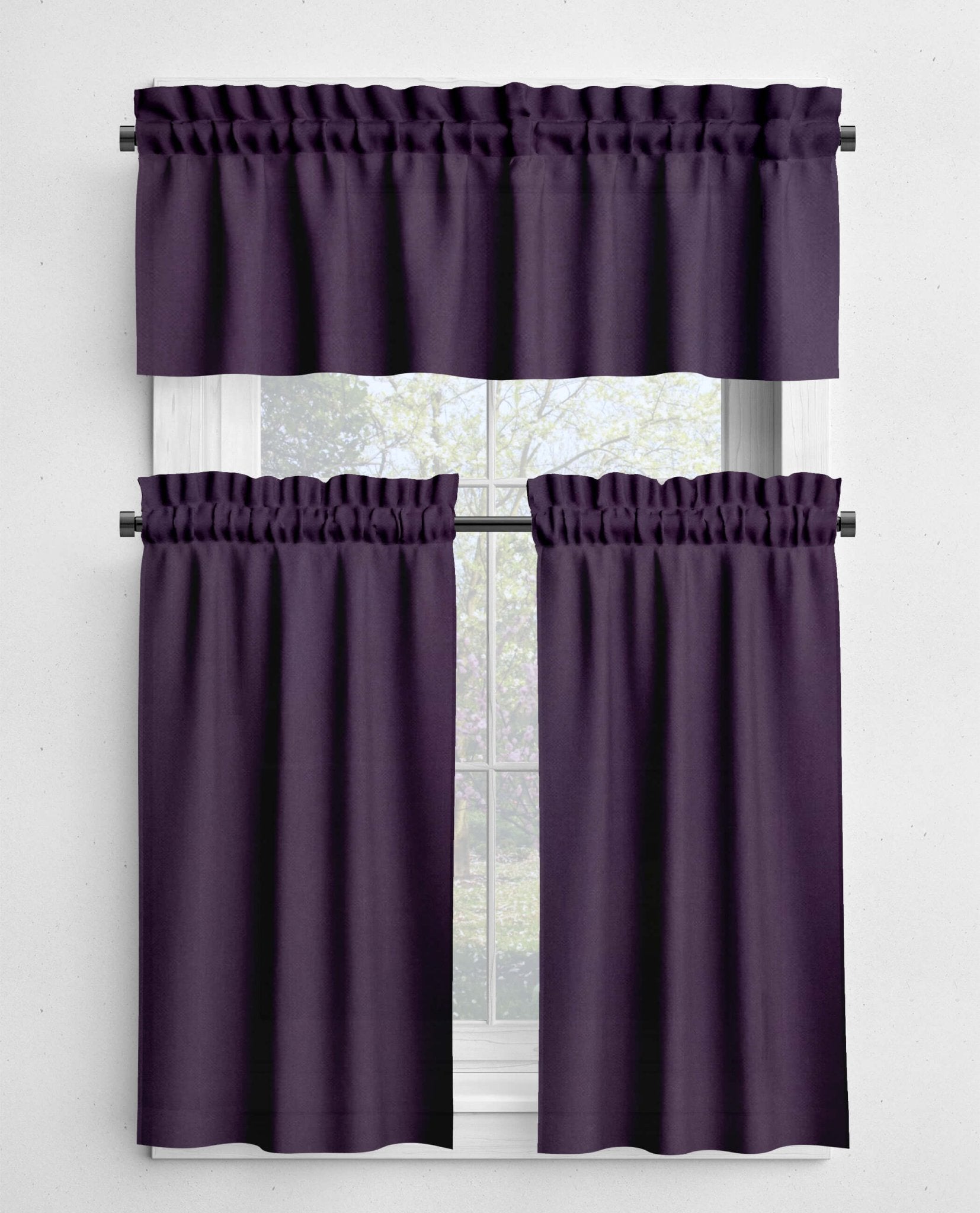 Dark Purple Cotton Valance: USA - Made Cafe Curtains