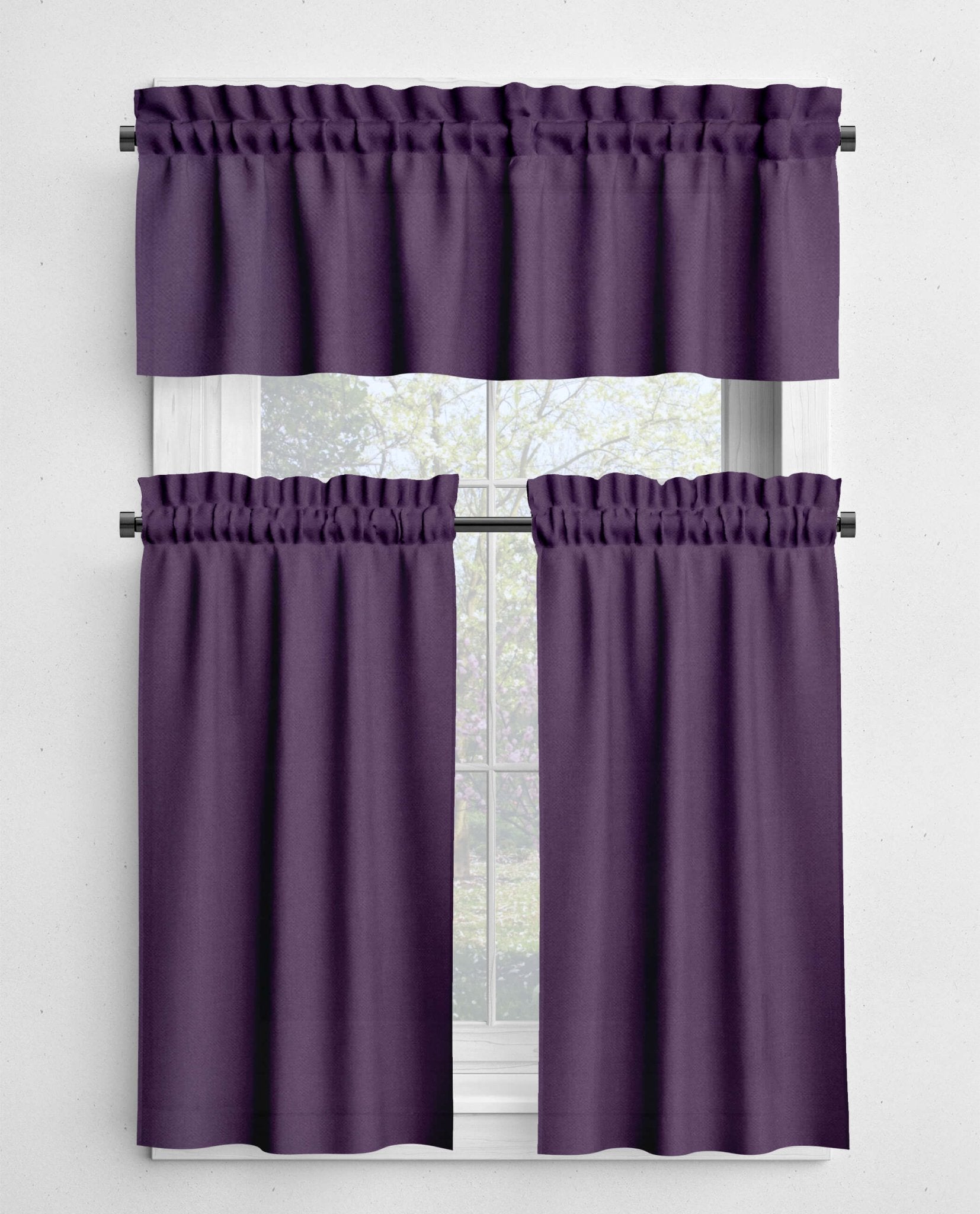 Dark Purple Cotton Valance: USA - Made Cafe Curtains