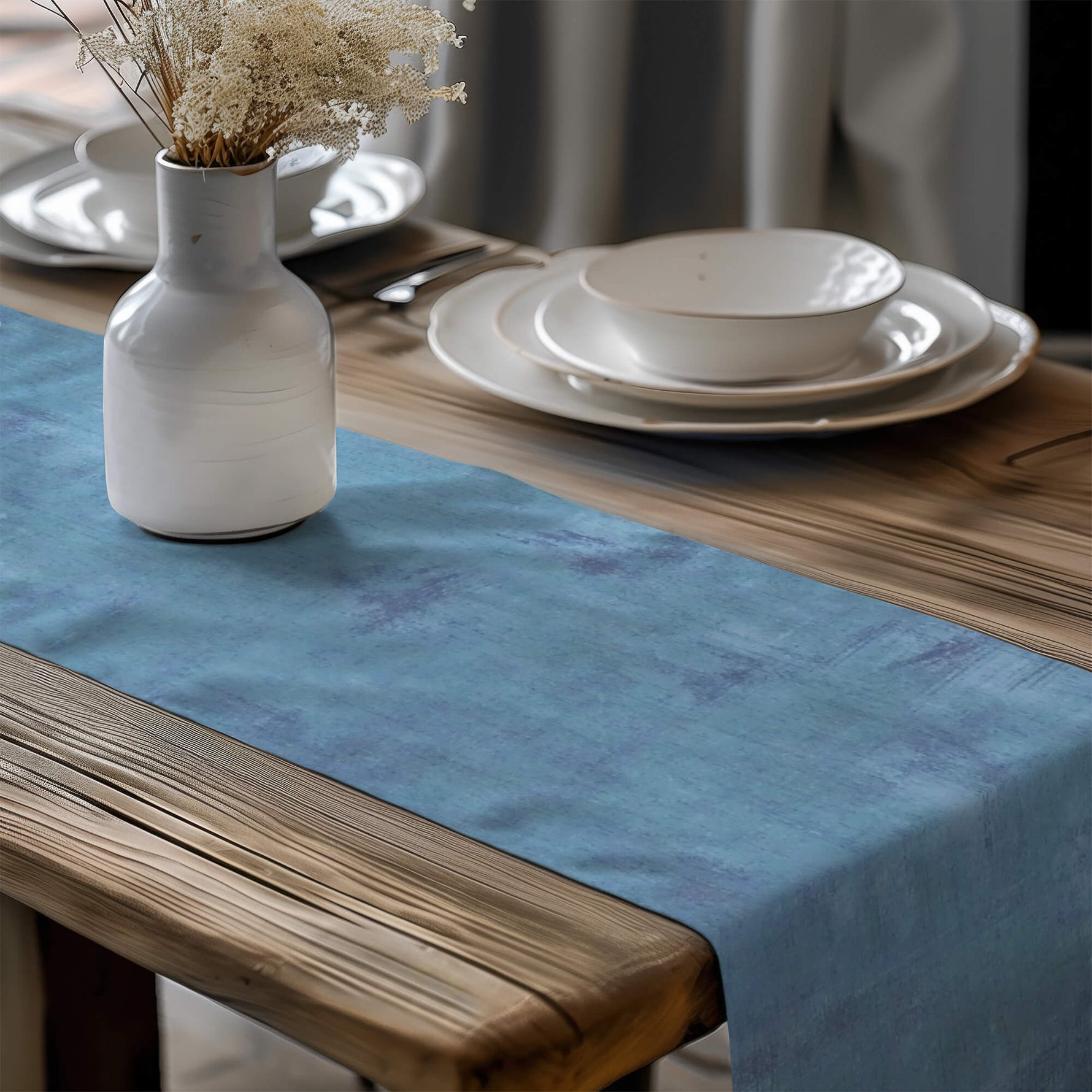 Denim and Nocturne Blue Table Runners – Abstract Grunge Design