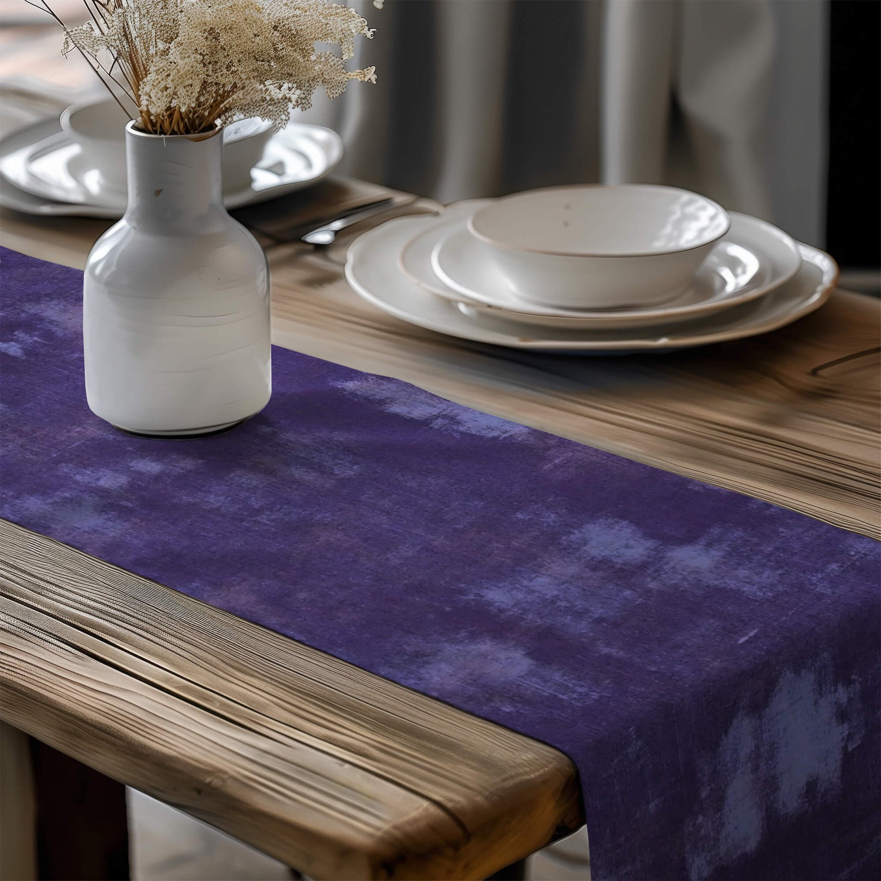 Eggplant Grunge Table Runners and Placemats – Modern Abstract Style